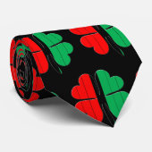 クワンザカラーズレッドブラックグリーンクローバーパターン ネクタイ (ロール)