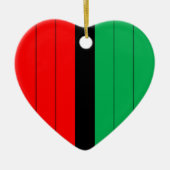 クワンザカラーズレッドブラックグリーンストライプパターンサー セラミックオーナメント (正面)