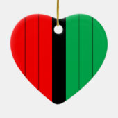 クワンザカラーズレッドブラックグリーンストライプパターンサー セラミックオーナメント (裏面)