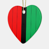 クワンザカラーズレッドブラックグリーンストライプパターンサー セラミックオーナメント (左)