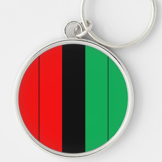 クワンザカラーズレッド黒緑ストライプ模様 キーホルダー (正面)