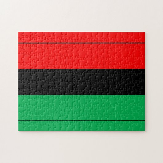 クワンザカラーズレッド黒緑ストライプ模様 ジグソーパズル (横)