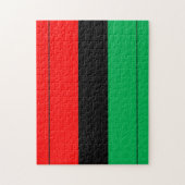 クワンザカラーズレッド黒緑ストライプ模様 ジグソーパズル (縦)
