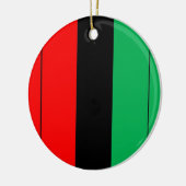 クワンザカラーズレッド黒緑ストライプ模様 セラミックオーナメント (左)