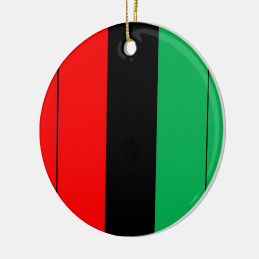クワンザカラーズレッド黒緑ストライプ模様 セラミックオーナメント (左)