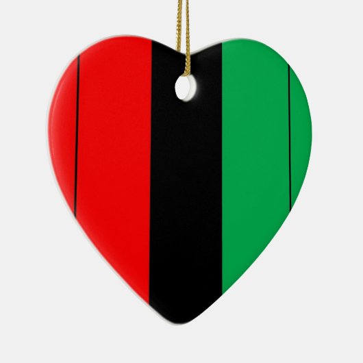 クワンザカラーズレッド黒緑ストライプ模様 セラミックオーナメント (右)