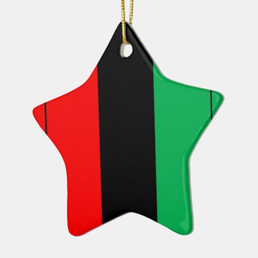 クワンザカラーズレッド黒緑ストライプ模様 セラミックオーナメント (左)