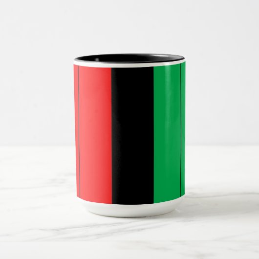 クワンザカラーズレッド黒緑ストライプ模様 マグカップ (中央)