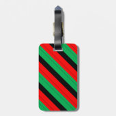 クワンザカラーズレッド黒緑ストライプ模様 ラゲッジタグ (裏面縦)