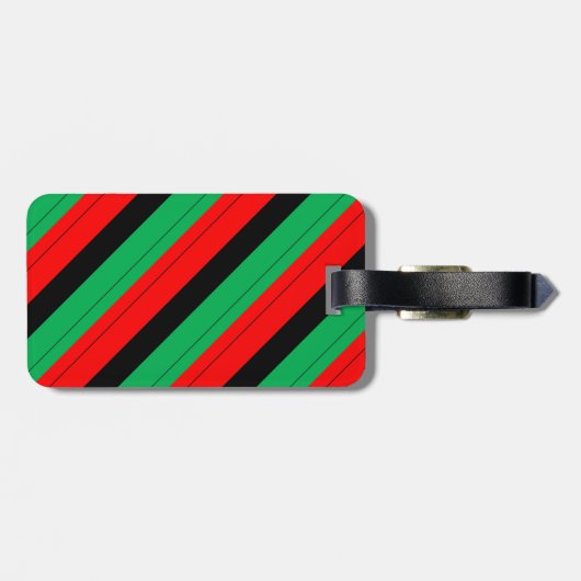 クワンザカラーズレッド黒緑ストライプ模様 ラゲッジタグ (裏面横)