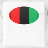 クワンザカラーズレッド黒緑ストライプ模様 楕円形シール (バッグ)