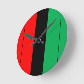 クワンザカラーレッドブラックグリーンストライプパターン ラウンド壁時計 (傾斜)