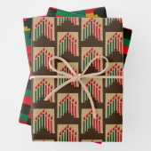 クワンザキャンドルアフリカマップアーティザンクロシェプリント ラッピングペーパーシート (インサイチュ)