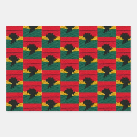 クワンザキャンドルアフリカマップアーティザンクロシェプリント ラッピングペーパーシート (正面3)