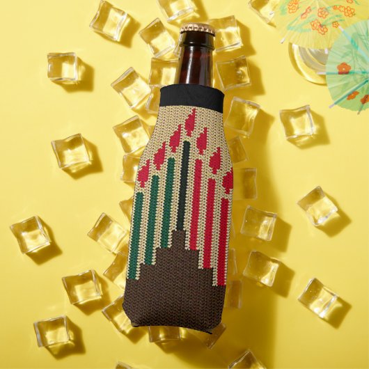 クワンザキャンドルブラウンレッドブラックグリーンクロシェ ボトルクーラー (インサイチュ 夏)