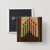 クワンザキャンドル&キナーラクロシェプリントバッジ 缶バッジ (正面&裏面)