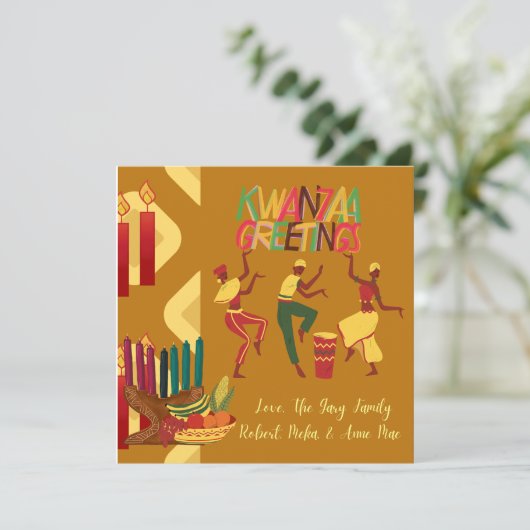 クワンザグリーツジョイズハッピーウィンターお祝い シーズンカード (スタンド正面)