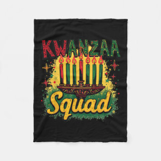 クワンザスクワッドアフロアメリカハッピークワンザファミリーマット フリースブランケット