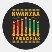 クワンザ7つの原則キャンドル男性の女性クワンザ ラウンドシール (正面)
