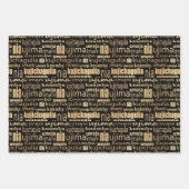 クワンザ7原則(ブラック/金ゴールド) ラッピングペーパーシート (正面3)