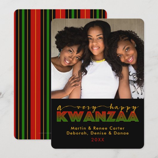 クワンザ | A Very Happy Kwanzaa Photo Card 招待状 (正面/裏面)