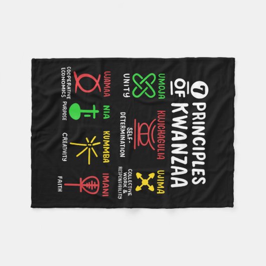 クワンツァア黒アフリカ系アメリカ人の7つの原則 フリースブランケット (正面(横))