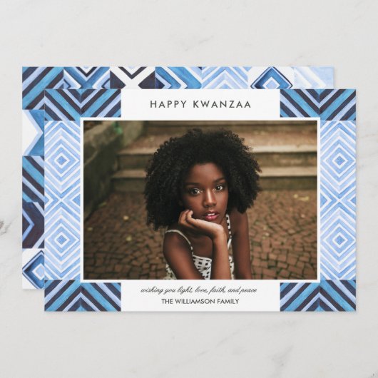 クワンモダンザウォーターカラータイル |青 |写真 シーズンカード (正面/裏面)