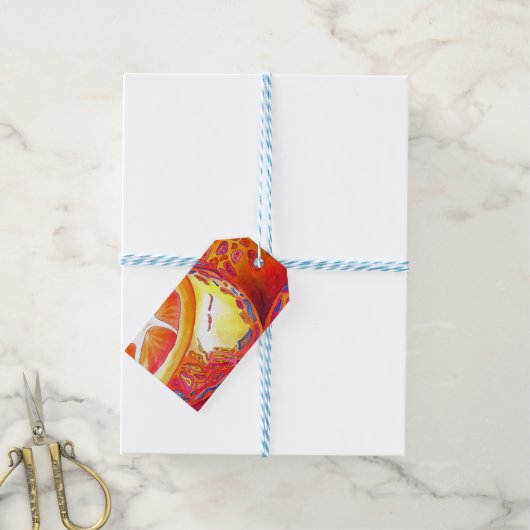 クンカッツオレンジ柑橘類の水彩フルーツアート ギフトタグ (より糸付き)