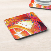 クンカッツオレンジ柑橘類の水彩フルーツアート コースター (左側)