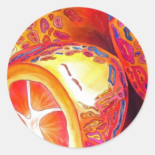 クンカッツオレンジ柑橘類の水彩フルーツアート ラウンドシール (正面)