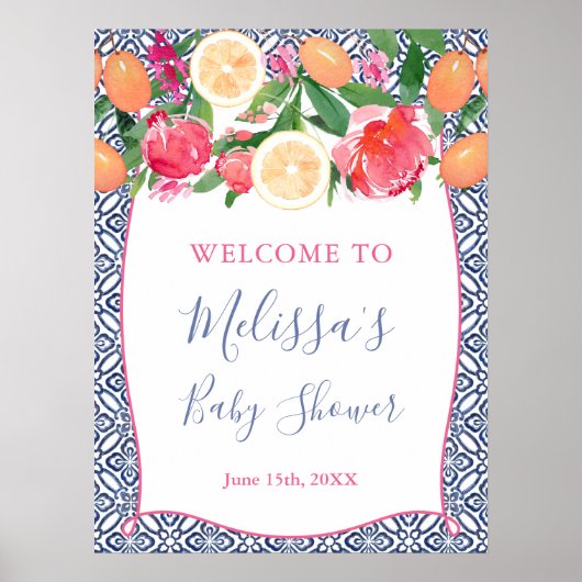 クンクアット柑橘系牡丹スペインのタイル歓迎 ポスター (正面)