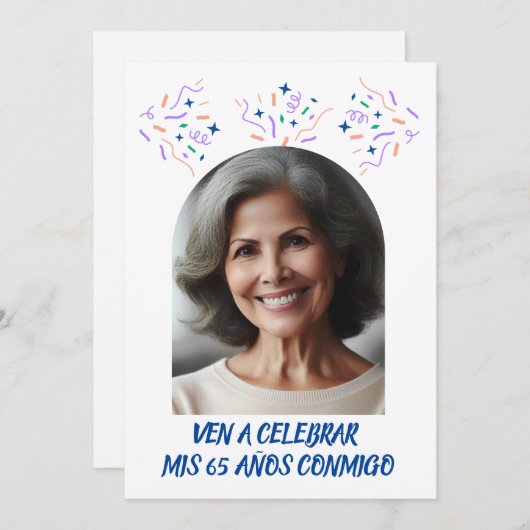 クンプレニョスデ65アニョスフィエスタコンフォト 招待状 (正面/裏面)
