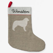 クヴァスドッグシルエットホパーソナライズされたリデイ スモールクリスマスストッキング (正面)