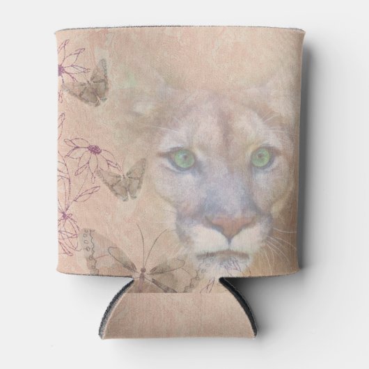 クーガーと蝶 缶クーラー (正面)