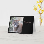 クーガーのお祝い カード (黄色い花)