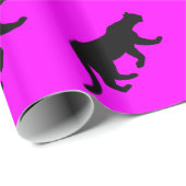 クーガーのオオヤマネコのピューマのシルエットのマゼンタ ラッピングペーパー (ロールコーナー)