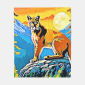 クーガーのピーク：山の威厳アート フリースブランケット (正面)