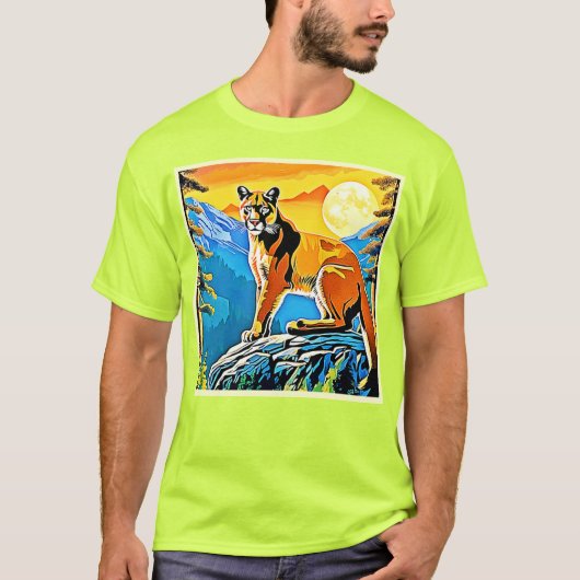 クーガーのピーク：山の威厳アート Tシャツ (正面)