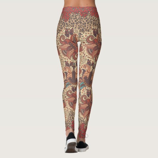 クーガーのペイズリーの野生の側面のBohoのレギンス レギンス (裏面)