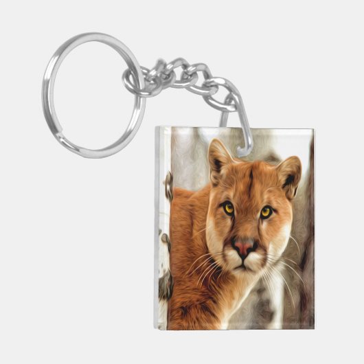クーガーの写真の絵画 キーホルダー (正面左)