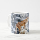 クーガーウィンターマウンテンズワイルドライフポートレート コーヒーマグカップ (正面左)