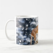 クーガーウィンターマウンテンズワイルドライフポートレート コーヒーマグカップ (左)