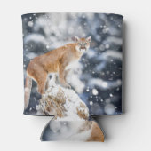 クーガーウィンターマウンテンズワイルドライフポートレート 缶クーラー (裏面)