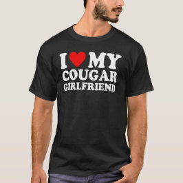 クーガーガールフレンド大好きなボールドハートのテキストデザイン Tシャツ