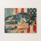 クーガーマウンテンライオンアメリカン国旗のヴィンテージ ジグソーパズル (横)