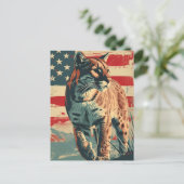 クーガーマウンテンライオンアメリカン国旗のヴィンテージ ポストカード (スタンド正面)