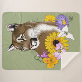 クーガーマウンテンライオンプーマフラワー シェルパブランケット (正面(横))