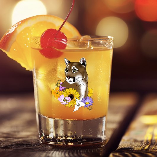 クーガーマウンテンライオンプーマフラワー ショットグラス