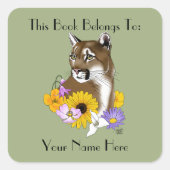 クーガーマウンテンライオンプーマフラワー スクエアシール (正面)