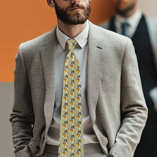 クーガーマウンテンライオンプーマフラワー ネクタイ